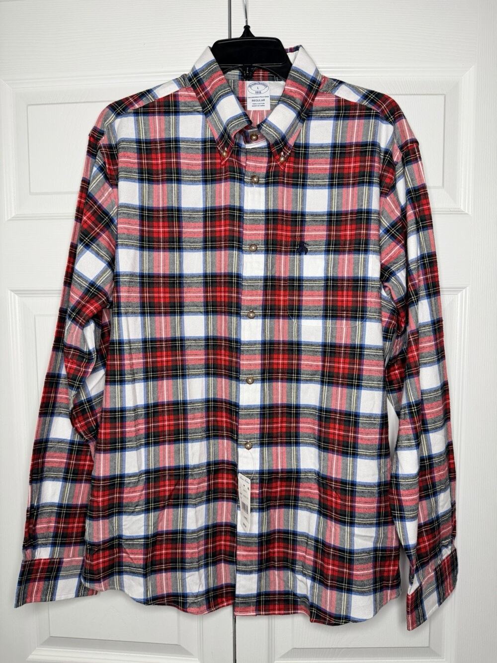 Brooks Brothers Men's Flanel Button Down Shirt Size Large Red White Green Blue L